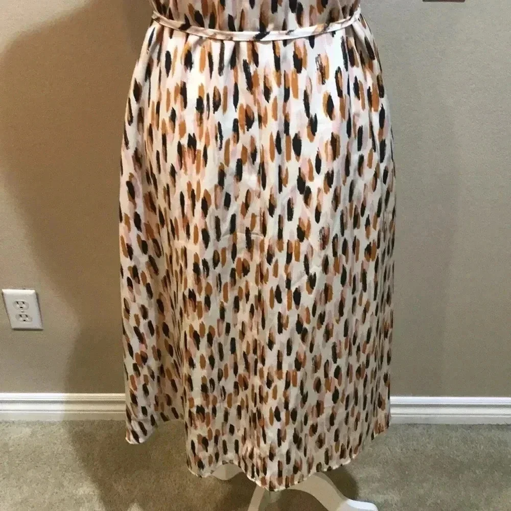 Banana Republic Twist Neck Halter Styling Midi Silk Look Fit and Flare Dress-MP